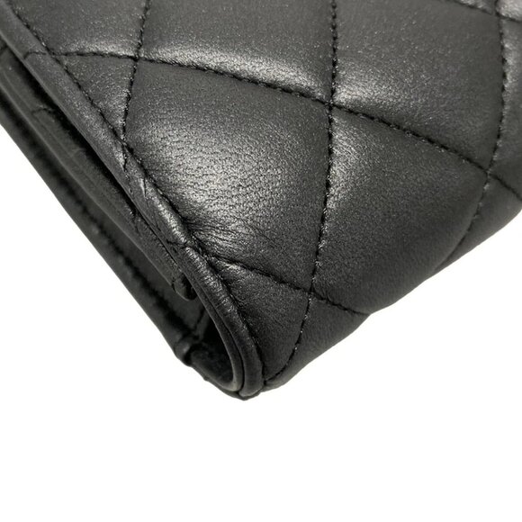 Auth CHANEL Matelasse AP0241 Black pearly lambskin Long Wallet - Picture 6 of 11